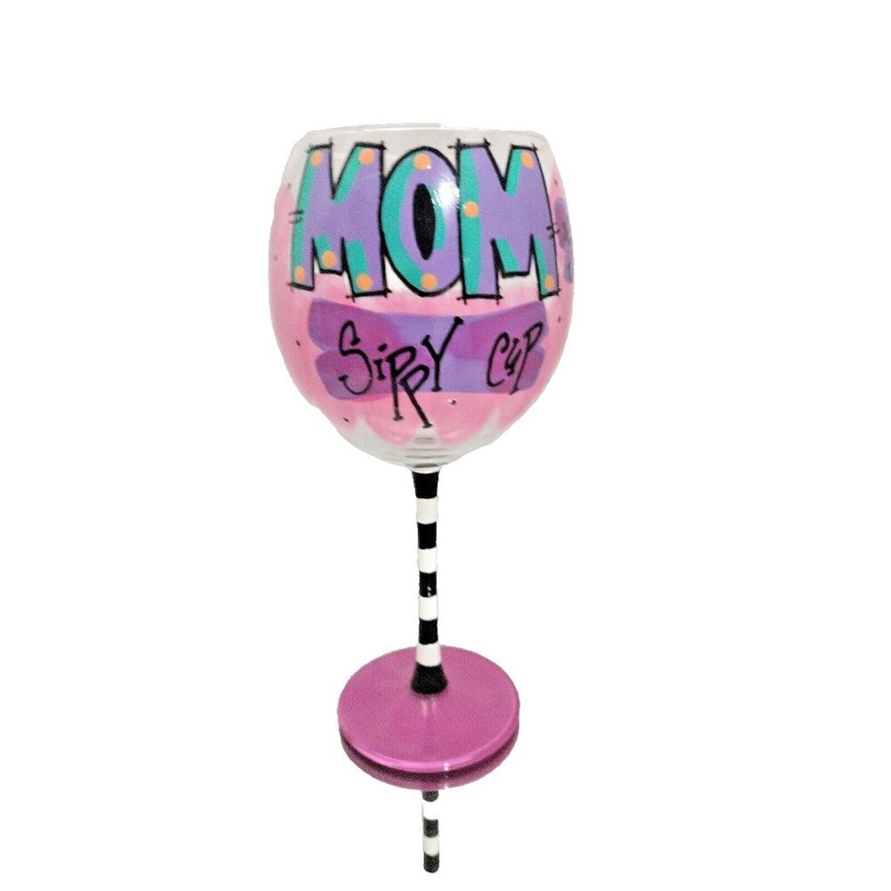 Mom Sippy Cup wine glass pink drinkware decor